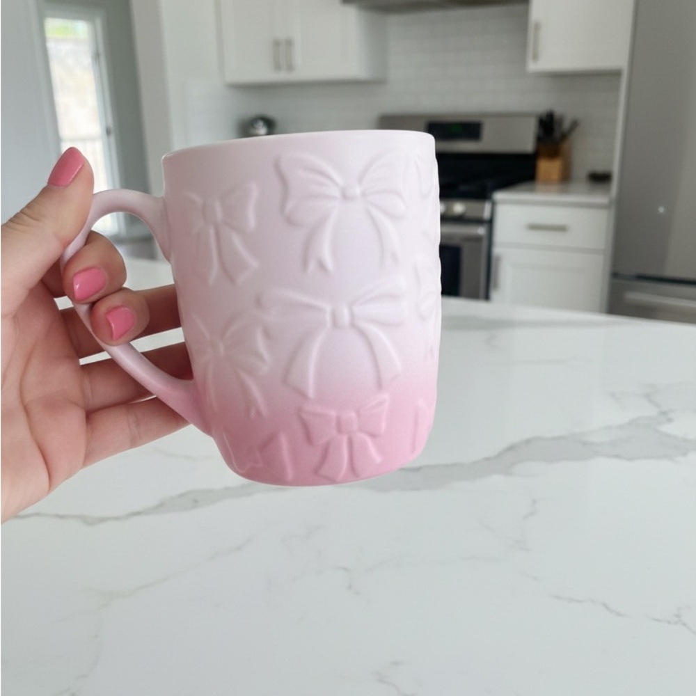 Charming Pink Bow Embossed Mug